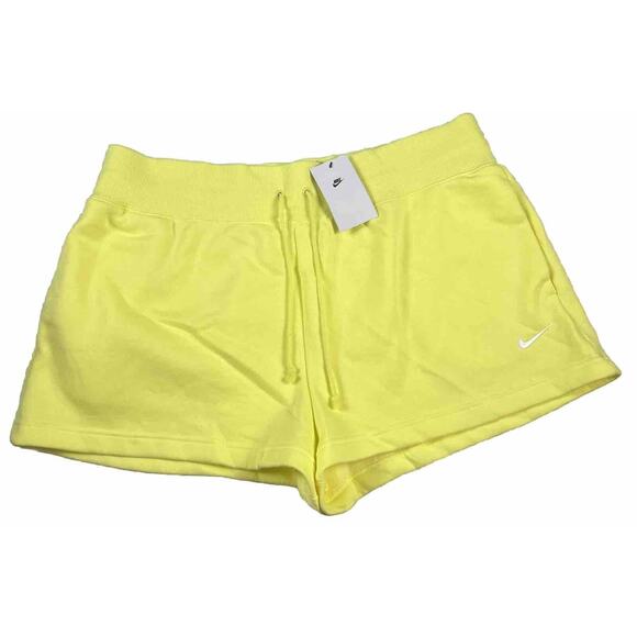 Women's Nike Sportswear Club High Rise Fleece Shorts Yellow Loose Fit Size XXL - Picture 1 of 10